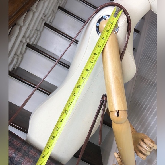 RALPH LAUREN Brown Green Tartan Plaid Rolled Crossbody Messenger Saddle Bag - Picture 13 of 17